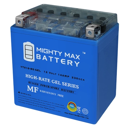 MIGHTY MAX BATTERY YTX16-BS GEL Battery for Suzuki LT-F500F QuadRunner 4x4 Yuasa 2003 YTX16-BSGEL34